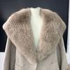 New Autumn and Winter Double-sided Wool Coat for Women Long Fashion Simple Style Fox Fur Collar Woolen Coat for Women
