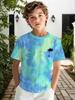 Boys Tropical Palm Tree Graphic Crew Neck Short Sleeve Tee Lightweight Outdoor Beach Holiday Summer Daily Casual Streetwear Top