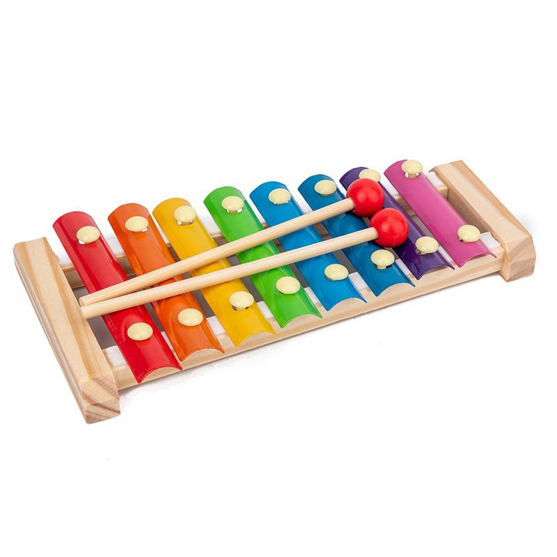 Lustige Kinder Montessori Holzspielzeug Macaron Blöcke Lernspielzeug Baby Musikrasseln Grafische bunte Holzblöcke Lernspielzeug