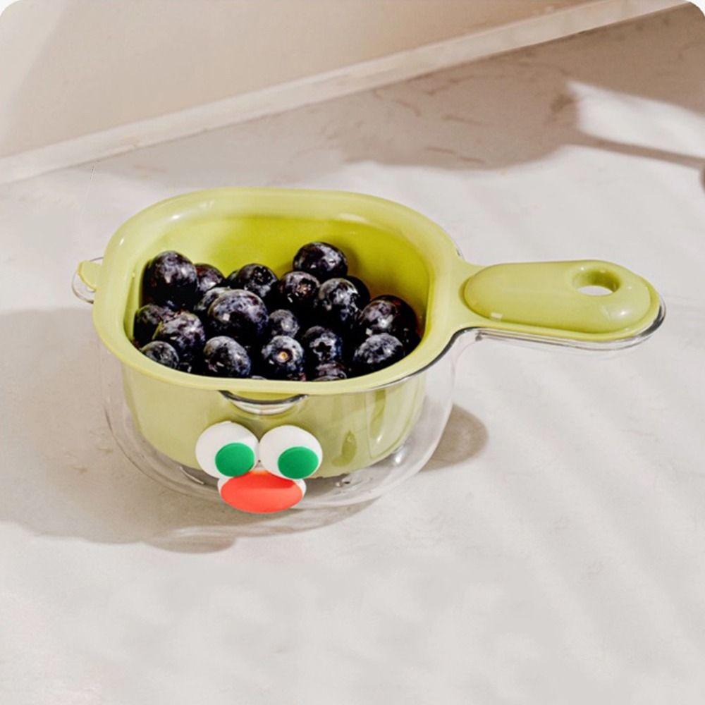 Double-layer Drain Basket 2 in 1 Drainage Bowl Simplicity Cartoon Colander  Wash Fruit