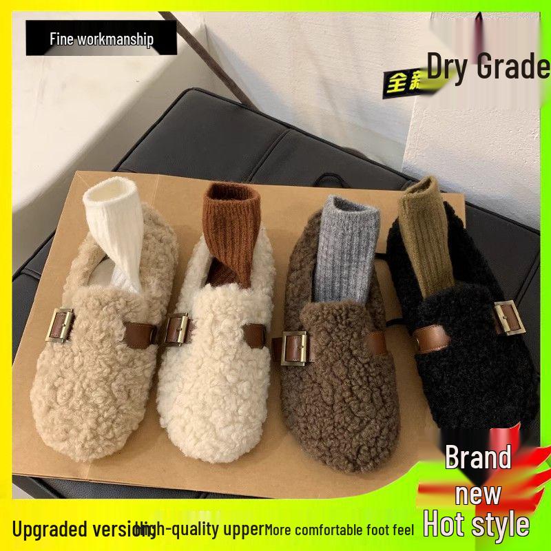 Dámské sametové mokasíny slip-on s kožešinou v korejském stylu - Nové 2025 Jemný vílí styl