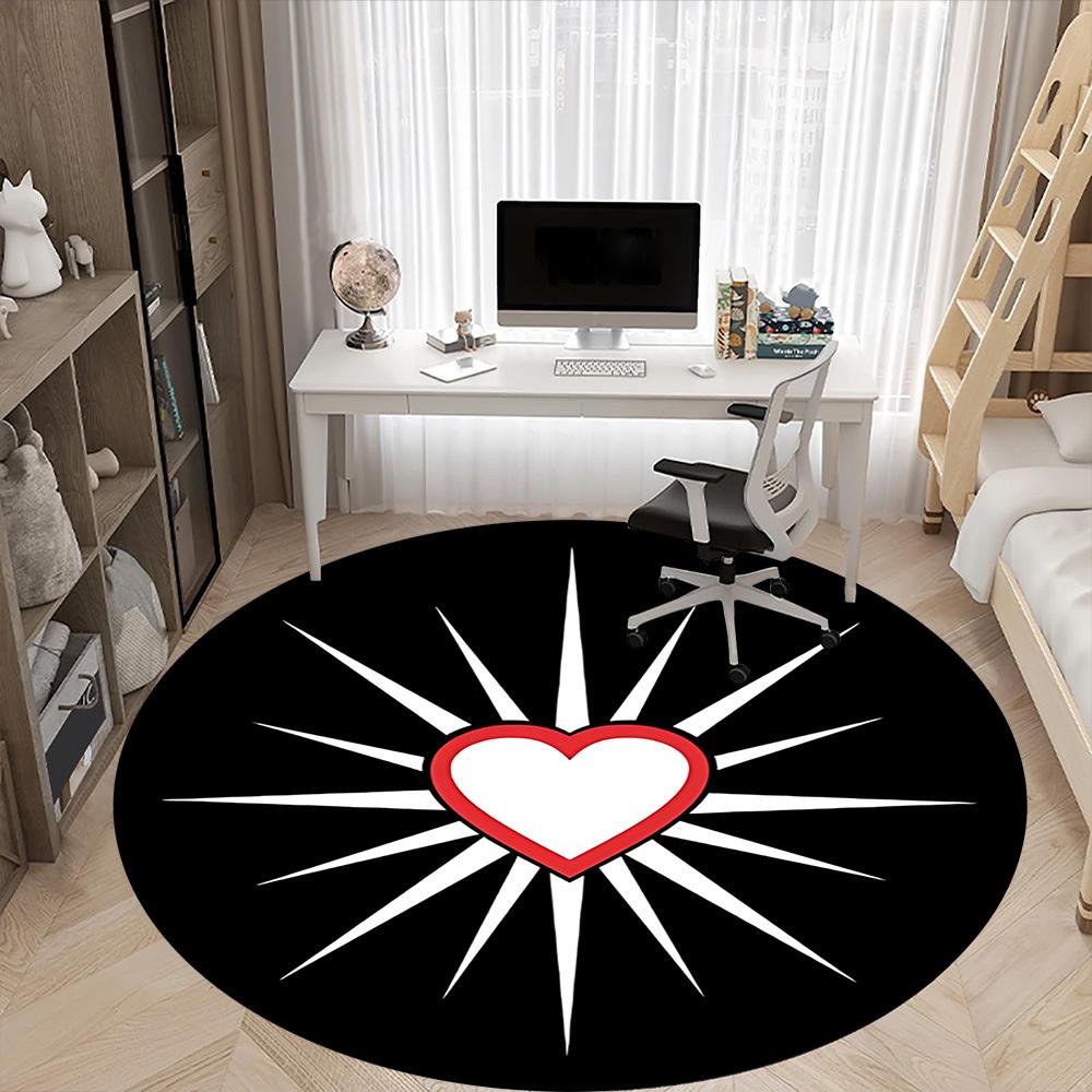 1PC Heart Symbol Chair Carpet for Office, Indoor Non-Slip Washable Carpet, Soft Comfortable Mat For Office Room Yy250930303