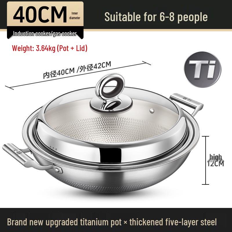 Non-Stick Titanium Wok with Double Ear Handles for Gas & Induction Cooktops