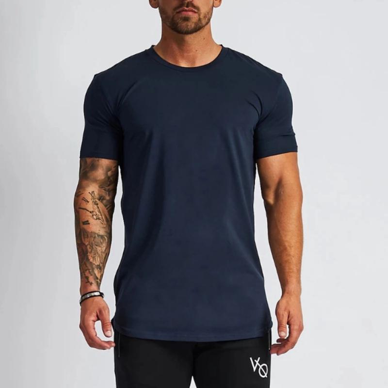 Summer New Solid Casual Men T-shirt Fitness Sports Daily Versatile Round Neck Cotton Fashion Basic Bottoming Short Sleeve Tops