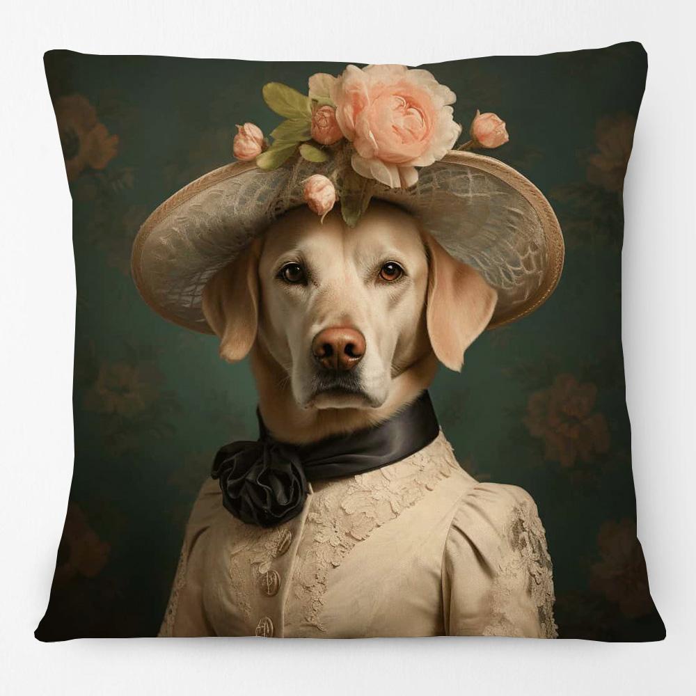 Victorian Princess Cat Labrador Dog Lord Greyhound Pet Portrait Print Cushion Cover Pillow Case