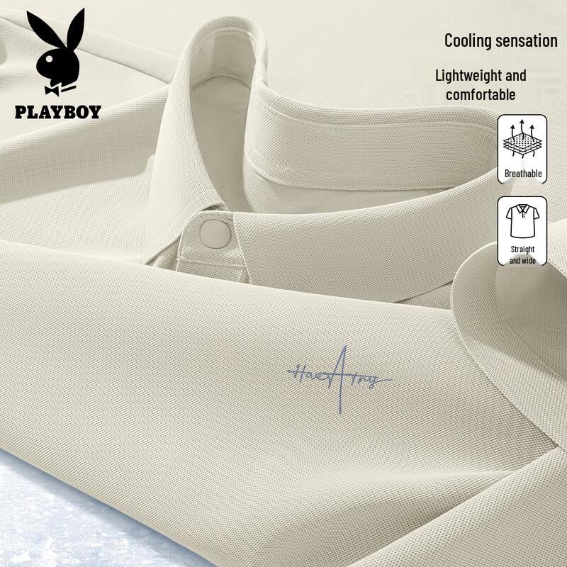 

PLAYBOY Men s 2026 Summer Ice Silk Short Sleeve Loose Polo Shirt XL