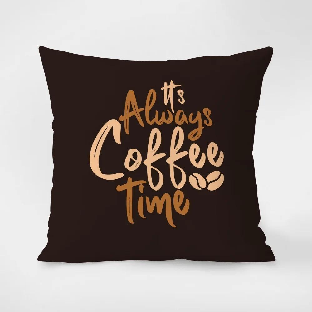Coffee And Tea Cup Printed Throw Pillow Covers Cafe Tea Restaurant Decorative Pillowcases Sofa Cushion Covers Home Decoration