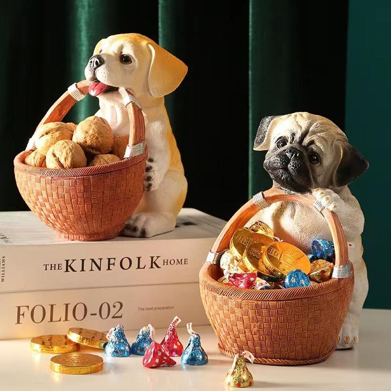 Dog Candy Basket Porch Key Storage Box Living Room End Table Decoration Front Desk Chocolate Storage Accessories