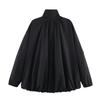 Women's Faux Suede Button Jacket Oversized Gathered Hem Short Length Coat Casual Vintage Outerwear With Pockets