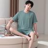 Pajamas men's summer pure cotton 1011 new short-sleeved five-point pants plus size heroic loungewear summer