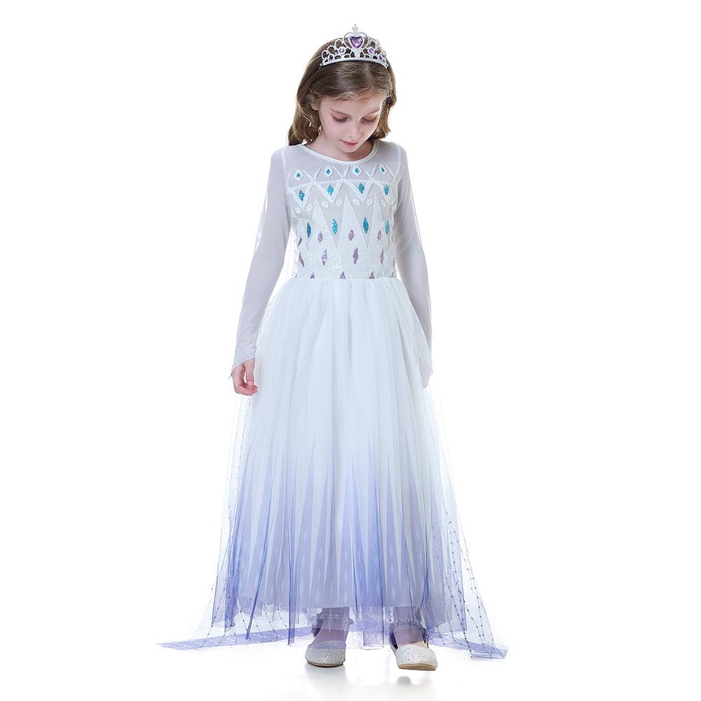 Frozen 2 Autumn Elsa Princess Dress – White Girls' Gown with Coat