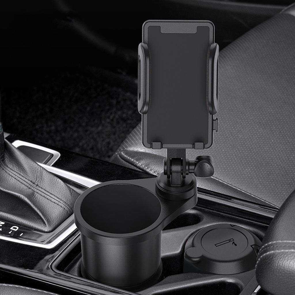Cup Holder Phone Mount Car Accessory For Secure Navigation Drink Storage Sleek Design For Phones Cups Compatible With Vehicle Cup Holders