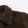 Womens Long Fleece Coat With Turn-Down Collar Single-Breasted Button Front Street Style Oversized Outerwear