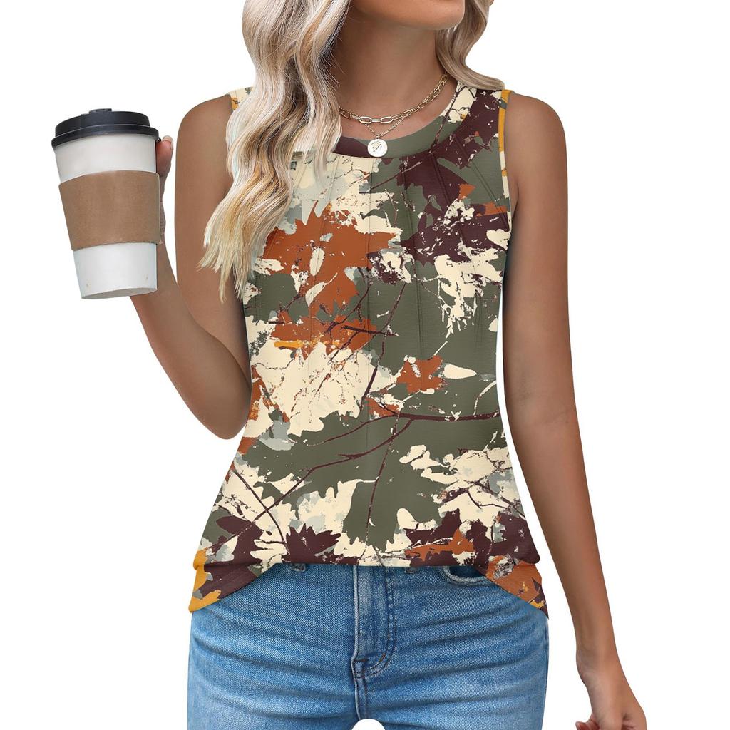 Womens Casual O Neck Loose Sleeveless Top T-shirt Summer Tank Tops For Women Tank Camisole Sleeveless Basic Tops
