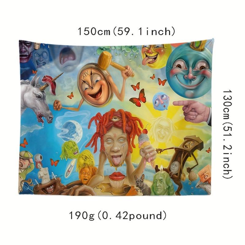 VIKAMA Trippie Redd Lifes a Trip Tapestry Psychedelic Wall Hanging for Bedroom Dorm Living Room Decor Rapper Fan Art Poster