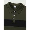 Herren Langarm Gestreiftes Revers Freizeit T-Shirt Poloshirt