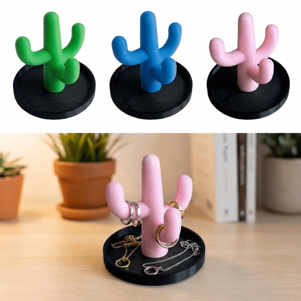 Funny Jewelry Storage Tray INS Bracelets Organizer Cute Cactus Trinkets Plate Desktop Use