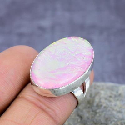 Pink Triplet Opal Gemstone Handmade 925 Sterling Silver Ring Jewelry All Size