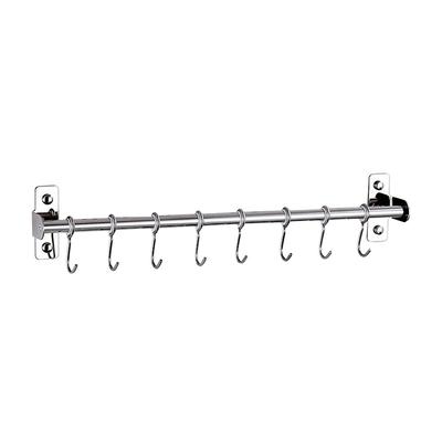 Wall-Mounted Movable Hooks Hanger Stainless Steel Kitchen Rail Towel Utensil Hanging Rack