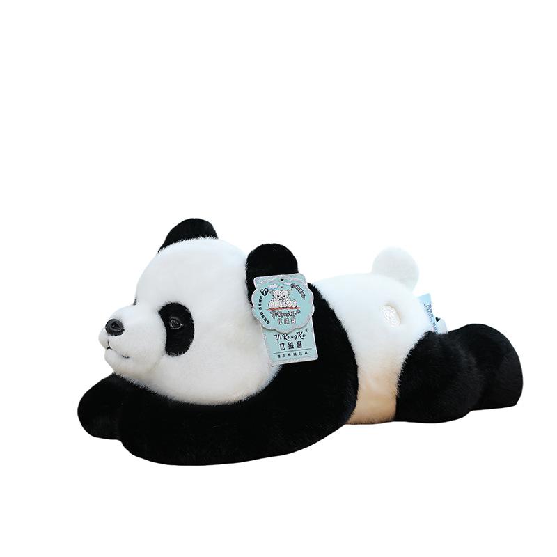 New Simulation Lying Down Giant Panda Plush Toy Cute Pet Home Ornament Children Sleeping Throw Pillow Chengdu Souvenir
