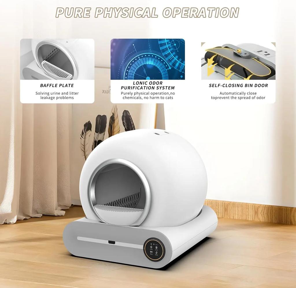 65L Fully Automatic Smart Cat Toilet APP Controlled Silent Splash-proof Easy-to-clean Odor Removal Cat Litter Box Pet Supplies