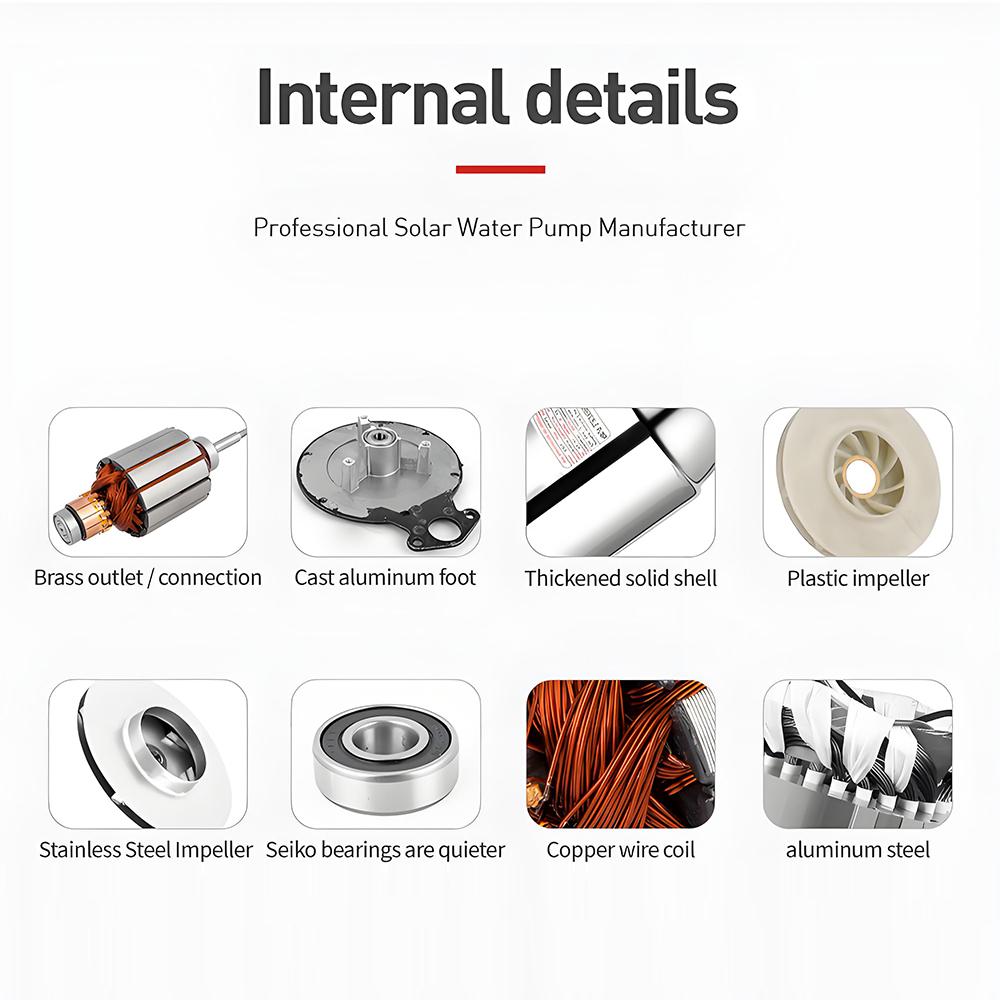 2 Inch DC Submersible Pumps Solar Water Pump 12V/24V High Head High Flow Solar Water Pump Home Vegetable Gardening Water Pump