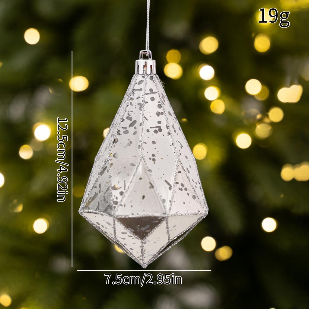 Vintage Cracked Christmas Baubles Gold Silver Red Diamond Rhombus Shape Xmas Tree Hanging Ornaments