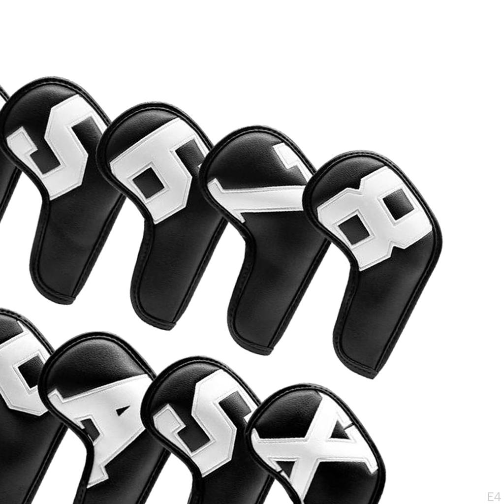 10 pcs Golf Headcover Set, Club Covers, Waterproof PU Leather Covers Wedges Set Fit All