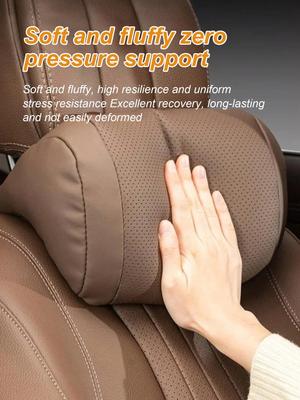 Luxury Nappa Leather Car Headrest & Lumbar Support Pillow Set – Fits Most Car Headrests, Premium Auto Seat Accessories