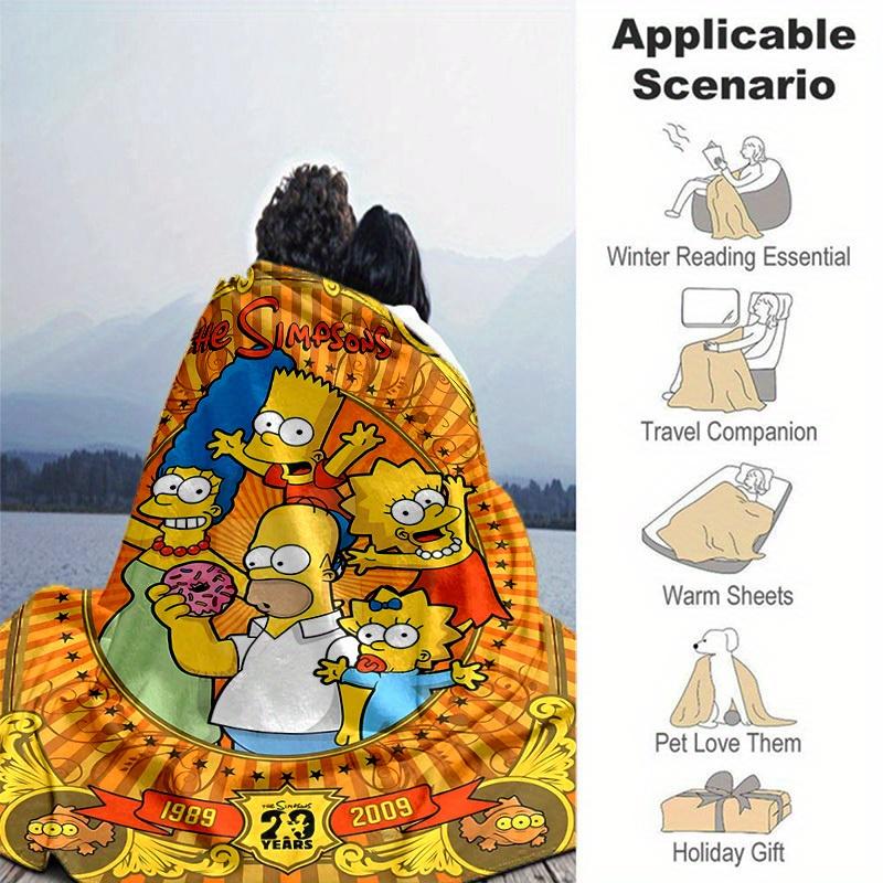 Die Simpsons Cartoon Decke, Kurzer Plüsch Niedliche Warme Decke, Wohnzimmer Heimdekoration Sofa Vier Jahreszeiten Reisen