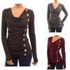 Cotton Long Sleeve T Shirt With Single Breasted Slim Fit And V Neck For Office Wear