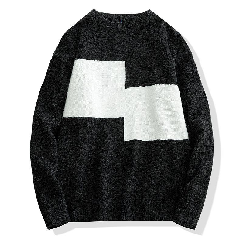 Winter Men 'S Round Neck Thicken Sweater Loose Knitwear Sweater Warm Bottoming Shirt 