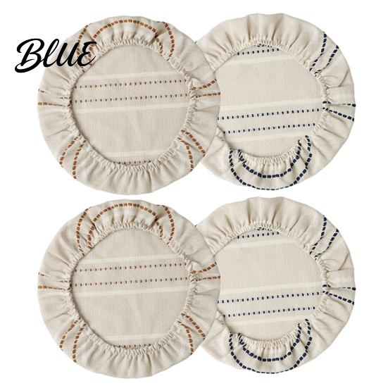 Washable Kitchen Bowl Protectors Sourdough Jars Covers, Reusable Elastic Linen Retro Striped Dust Proof Covers for Meal Prep Breathable Cloth
