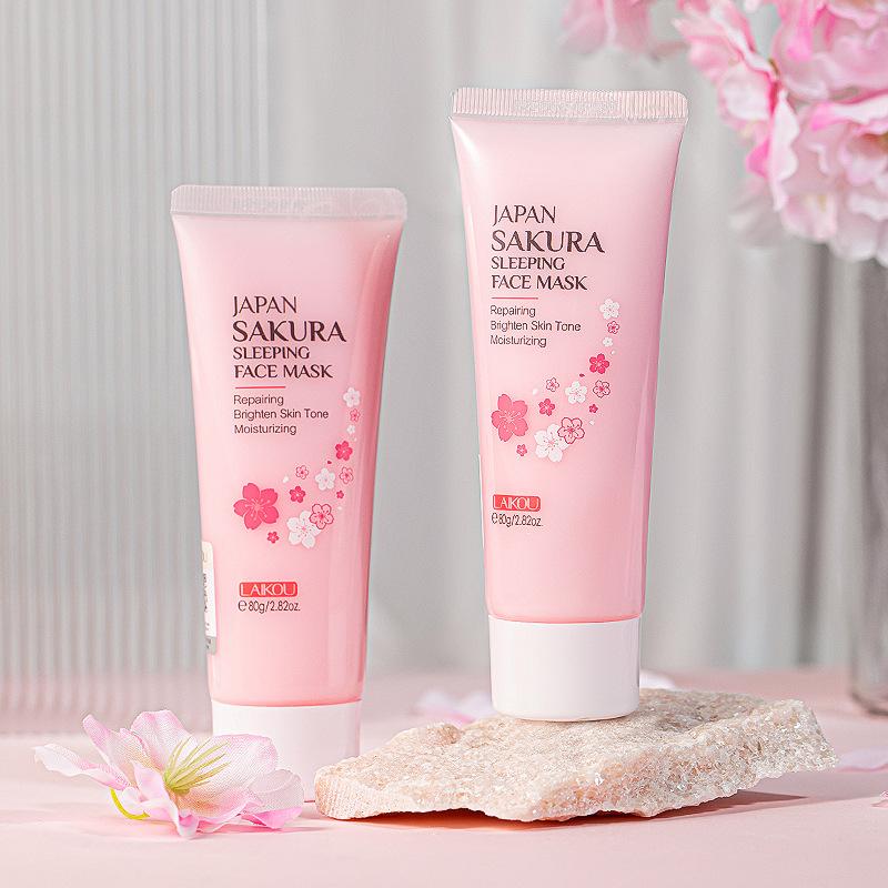 Japan Sakura Schlaff face mask Feuchtigkeitsspendende & Reparierende Nacht-Gesichtsmaske Kirschblüten Hautpflege Nährend Glättend Haut