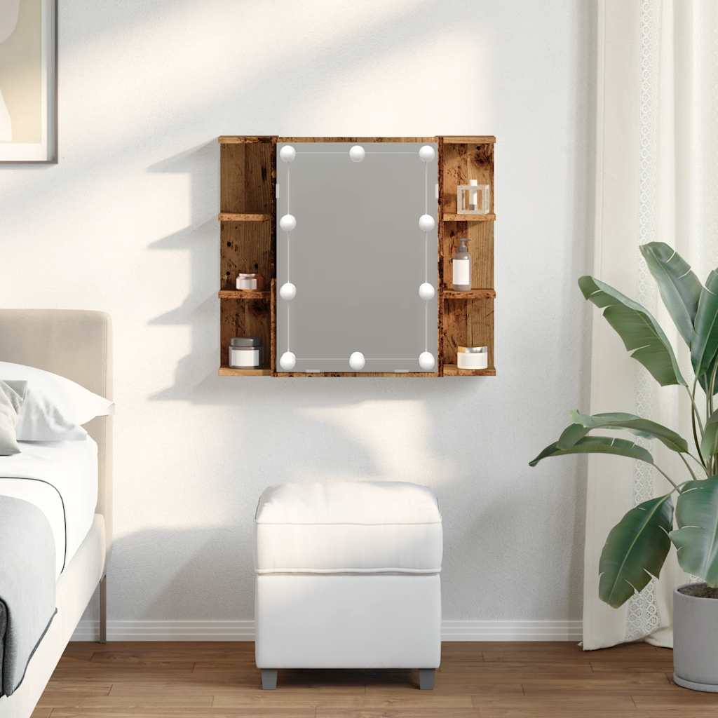 Szafka Lustrzana Z Diodami Led Stare Drewno 70X16,5X60 Cm