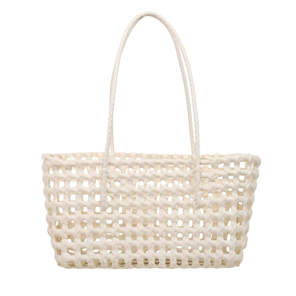 Stylish and simple handbag summer new woven striped hollow bag storage basket pastoral vegetable basket shoulder bag