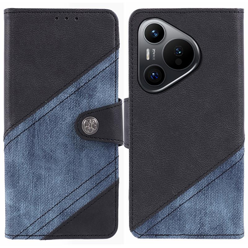 

For Huawei Pura 70 Case PU Leather Phone Cover Stand Shockproof TPU Inner Black