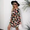 Autumn Women's Printed Waist Closed Round Neck Long Sleeve Dress