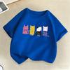 Cute Cat Print Children T-shirts Summer Girls Boys Casual Fashion Kawaii Short Sleeve Tops O-Neck Colorful Kids T-shirts