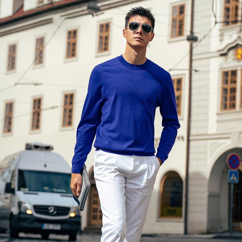 Men's Thickened Wool Sweater, Machine Washable, Solid Color - W9310 (Autumn/Winter)