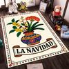 Blumenvase Druck Teppich mit "La Navidad" Text und festlichem Design Geeignet für den Einsatz als Anti-Rutsch für Wohnzimmer Schlafzimmer Sofas