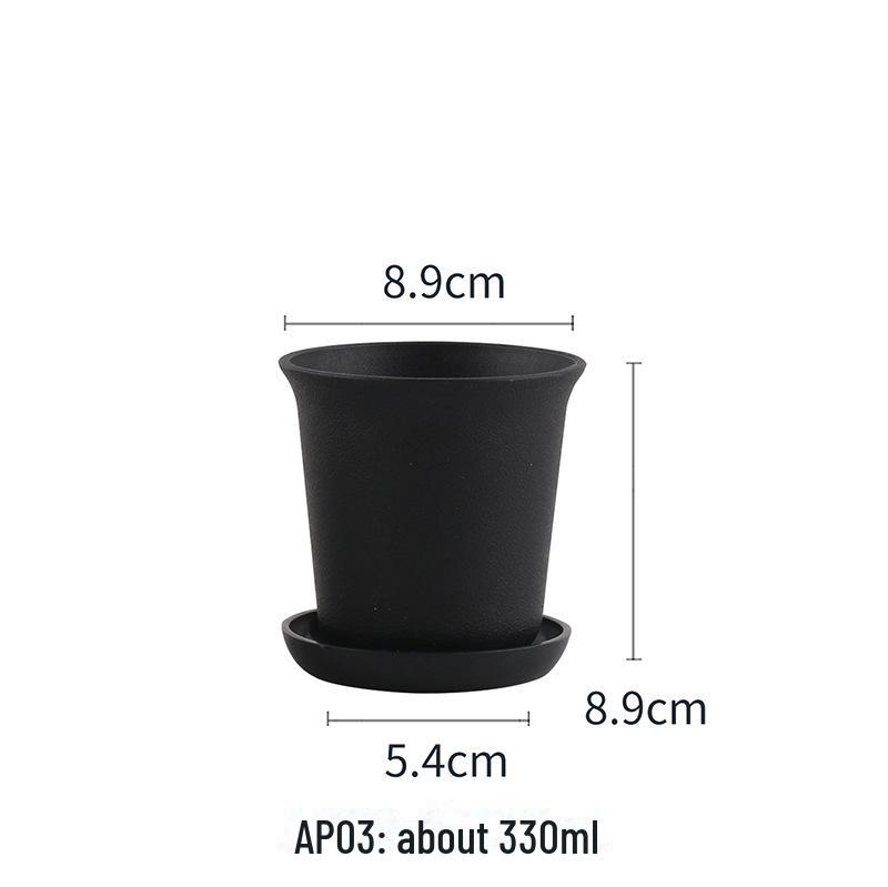 Ghivece suculente albe și negre – Design rotund, scurt și robust – Jardiniere din plastic matuit pentru grădinărit