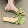 Fashion Bow Women Flats Slippers Square Toe Summer Shoes Fashion 2025 New Sandals Slingback Woman Shoes Dress Zapatillas Sandalias Mujer