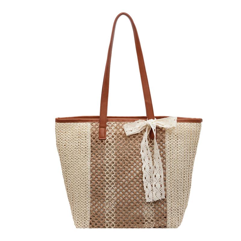 New fashion woven large-capacity shoulder bag women's casual versatile tote bag simple beach bag trendy