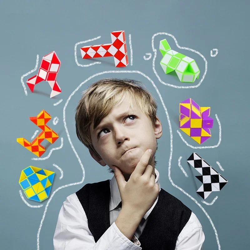 1 szt. Magiczna linijka 24 Mini Wężyk Skręcana Kostka Puzzle Składane Kostki Puzzle Zabawki Edukacyjne Rozrywka dla Dzieci Składane Prezenty Imprezowe Zabawka