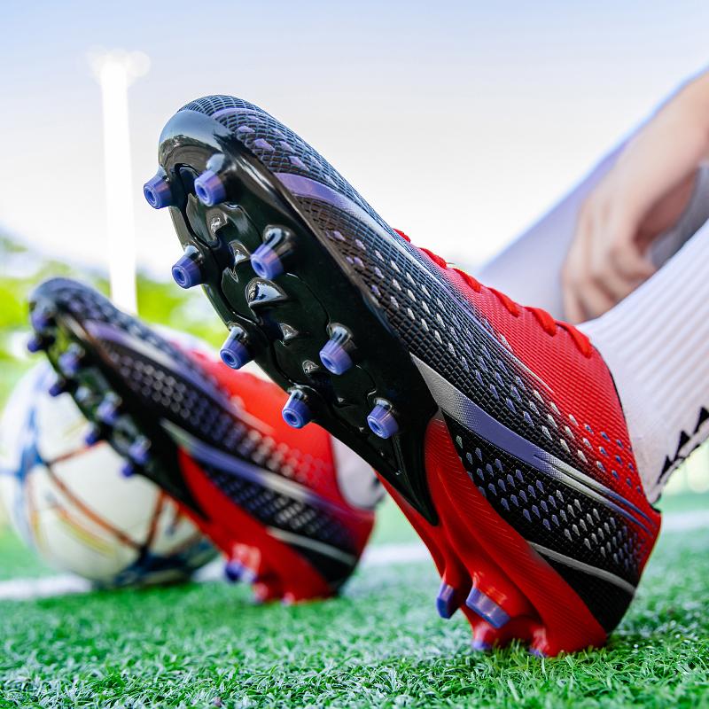 Unisex Football Boots Men's High -top Elastic Socks Mouth Leather Art Lawn Long Nail Football Shoes Children Big Size Football Boots