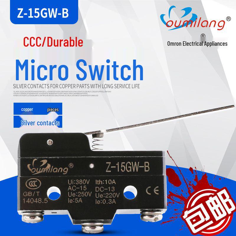 Z-15GW-B Micro Switch: Self-Reset, Stroke Limit, 1 NO & 1 NC, Silver Contacts