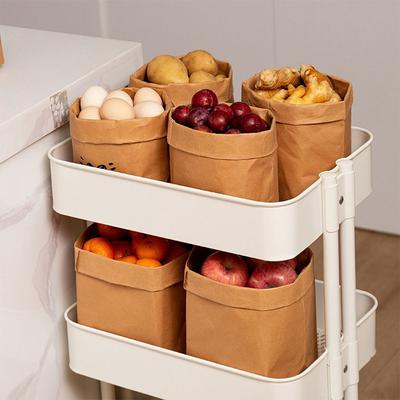 Sac en Papier Kraft Imperméable Sac de Rangement Réutilisable Sac de Shopping Durable Réfrigérateur Cuisine