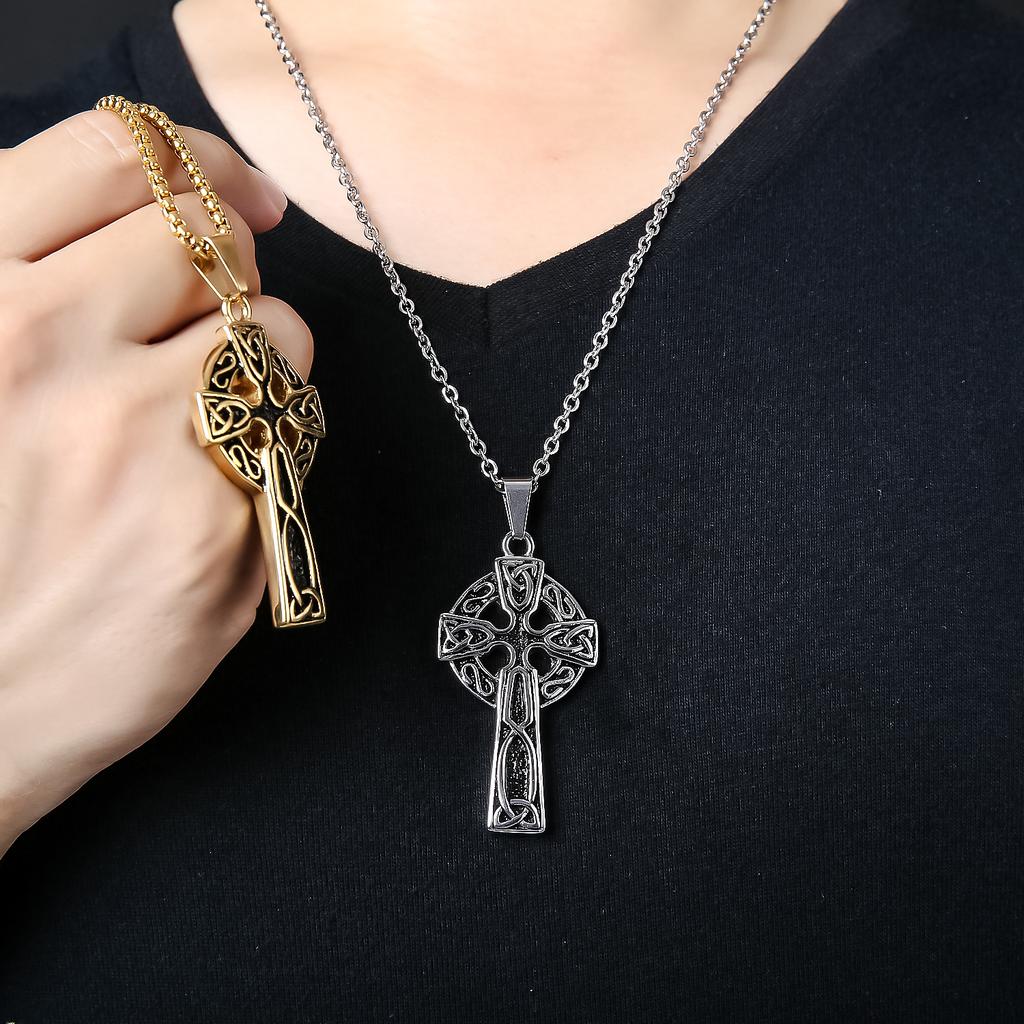 Listed Titanium Steel 65MM Celtic Cross Men's Pendant Gothic Style Stainless Steel Pendant