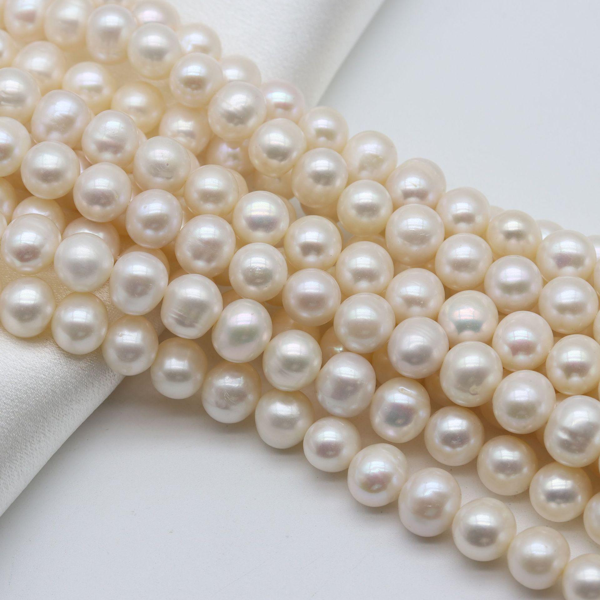 

Natural Freshwater Pearl Round Beads for DIY Necklace Jewelry Making Basic Quality